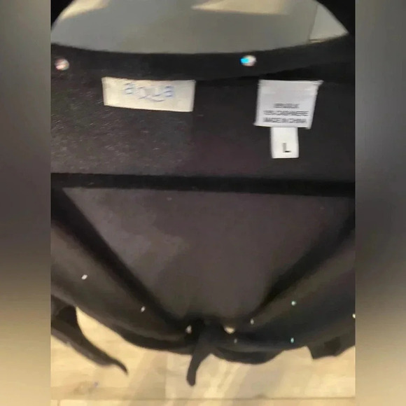 Aqua Women’s Stunning Silk/Cashmere Gemstone Black Cardigan Wrap Like New. Large - Picture 5 of 8